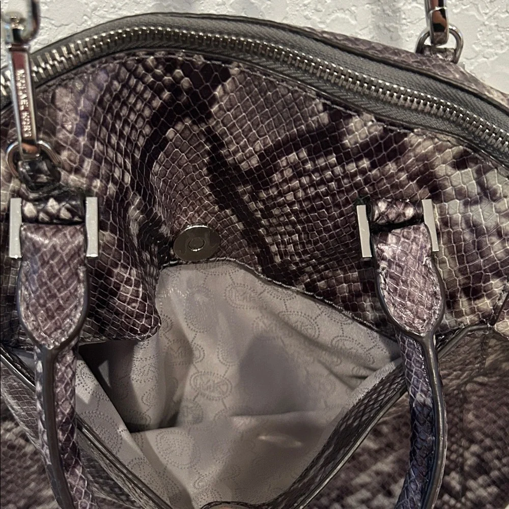 Michael Kors Riley Python Embossed Leather Satchel Shoulder Bag Tote